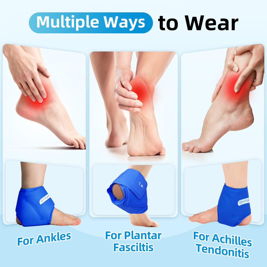Comfytemp Ankle Ice Pack Wrap for Plantar Fasciitis, Swelling, Foot Pain Relief, Gel Ice Packs for Injuries Reusable, Hot Cold Compress for Achilles Tendonitis Sprained Ankles Feet, 2 Packs, Dark Blue