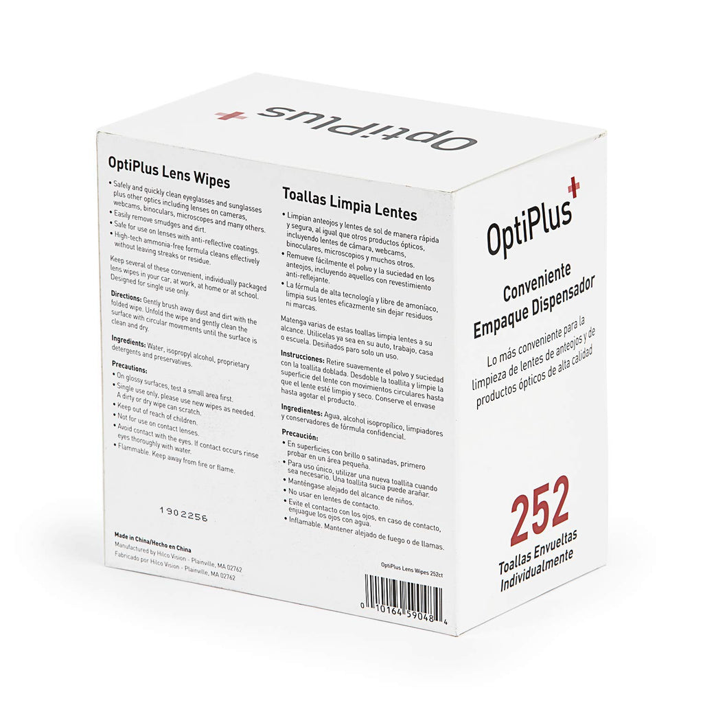 OptiPlus Eyeglass Lens Wipes l Pre-Moistened l Cleaning Wipes for Glasses, Smart Phones, Optical Lens, Goggles, and Watch Screen l Quick-Dry & Scratch-Free | 252 Count (504 Count (Pack of 1))