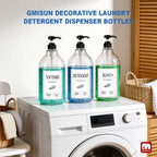 GMISUN Laundry Detergent Soap Dispenser, Plastic Liquid Laundry Detergent Dispenser, Container for Farmhouse Laundry Room Decor, Organizer for Liquid SoftenerBleach Heavy Duty Plastic Bottle(3 Pack)
