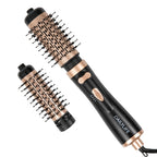 DAILYLIFE Rotating Hair Dryer Brush, Hot Air Brush with 2 Brushes (1.5" & 2"), Negative Ionic Technology Blow Volumizer, Black/Gold