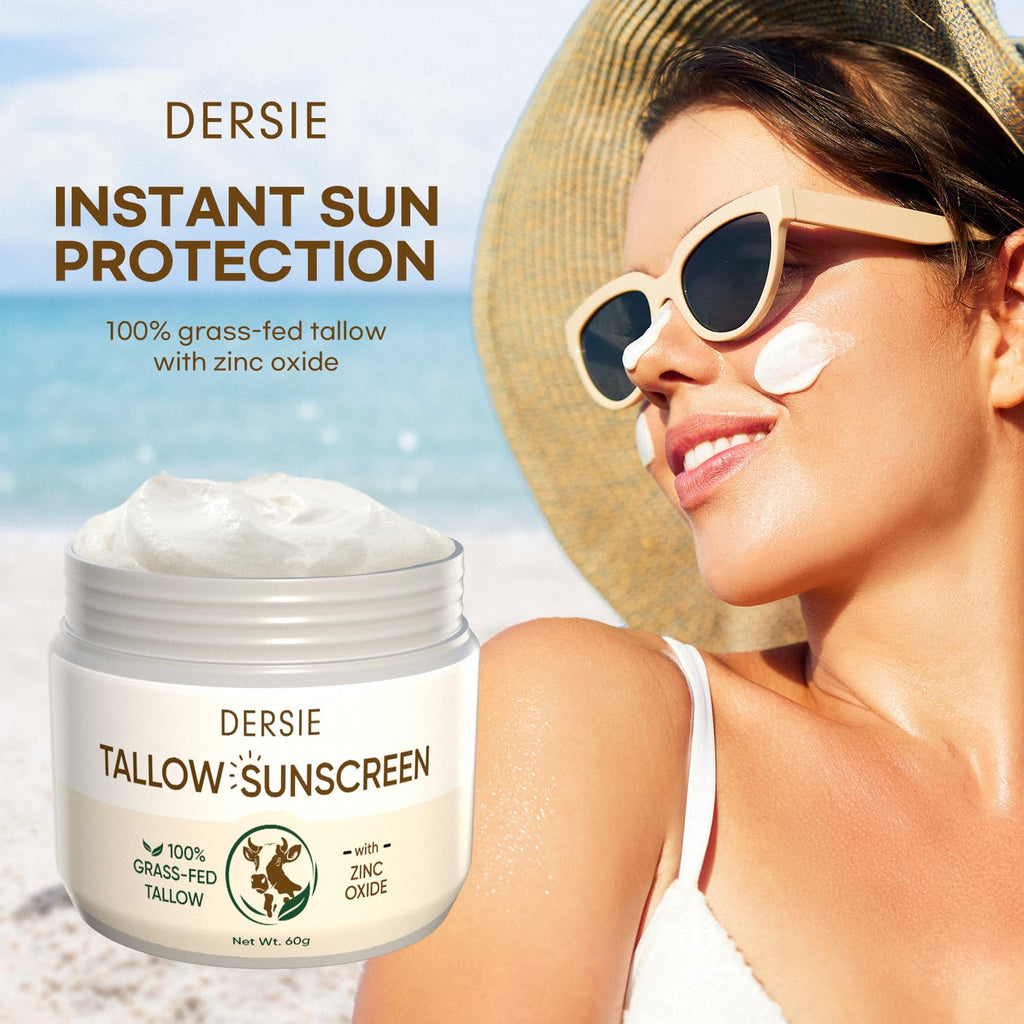 (Pack of 2) Organic Beef Tallow Sunscreen SPF 30: Instant Sun Protection with 100% Grass Fed Tallow and Zinc Oxide - Deep Hydration & Non-Greasy Formula for Adults and Kids (2.12 oz Each)