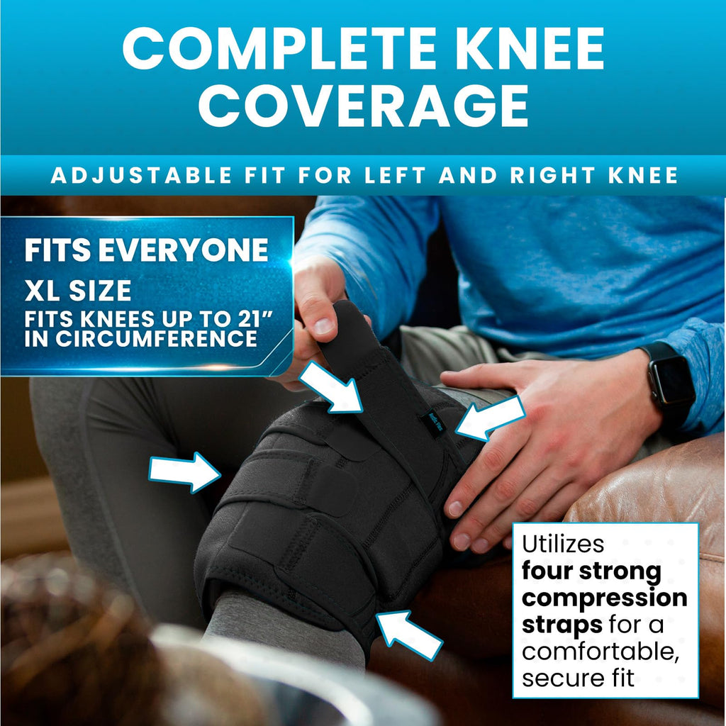 Vive Knee Ice Pack Wrap - Cold/Hot Gel Compression Brace - Heat Support Strap for Arthritis Pain, Tendonitis, ACL, Athletic Injury, Osteoarthritis, Women, Men, Running, Meniscus and Patella Surgery