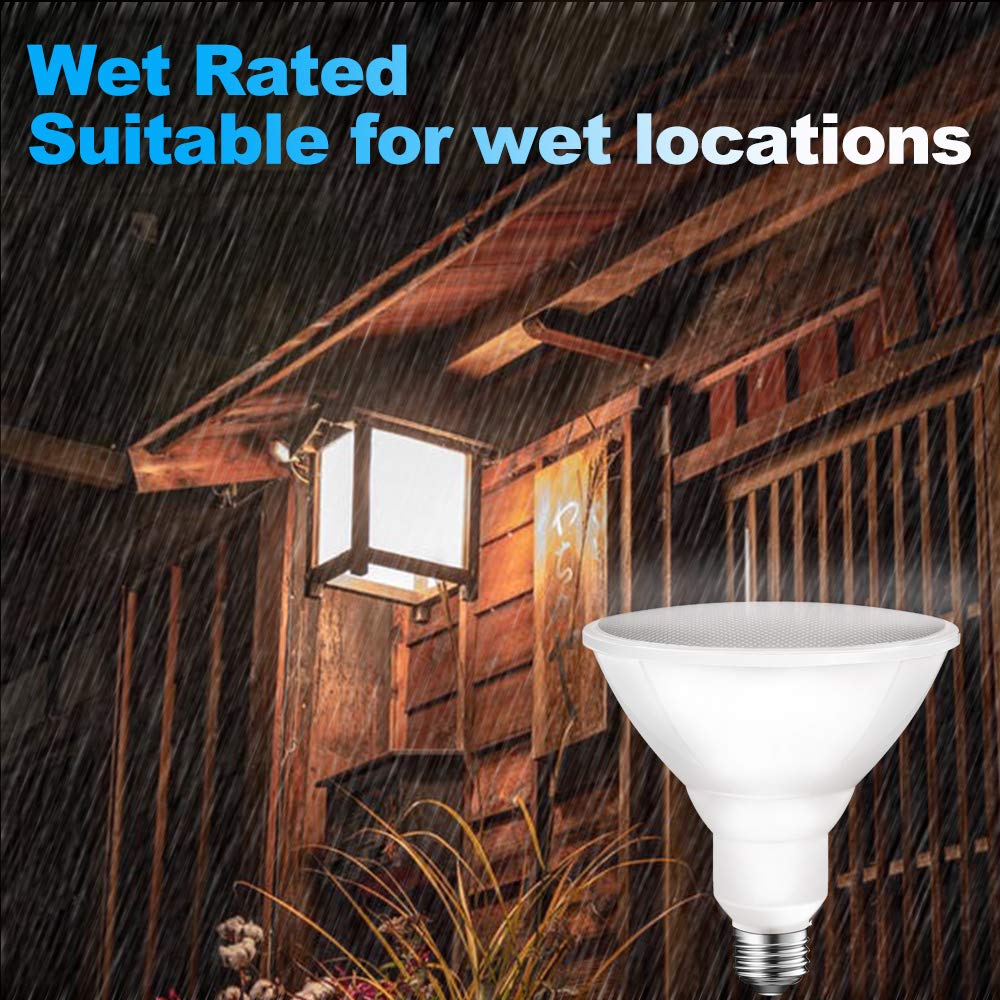 Energetic PAR38 LED Flood Outdoor Light Bulb, 5000K Daylight, 90 Watt Equivalent (11W), Wet Rated, 900LM, E26 Base, Non-Dimmable, 6 Pack
