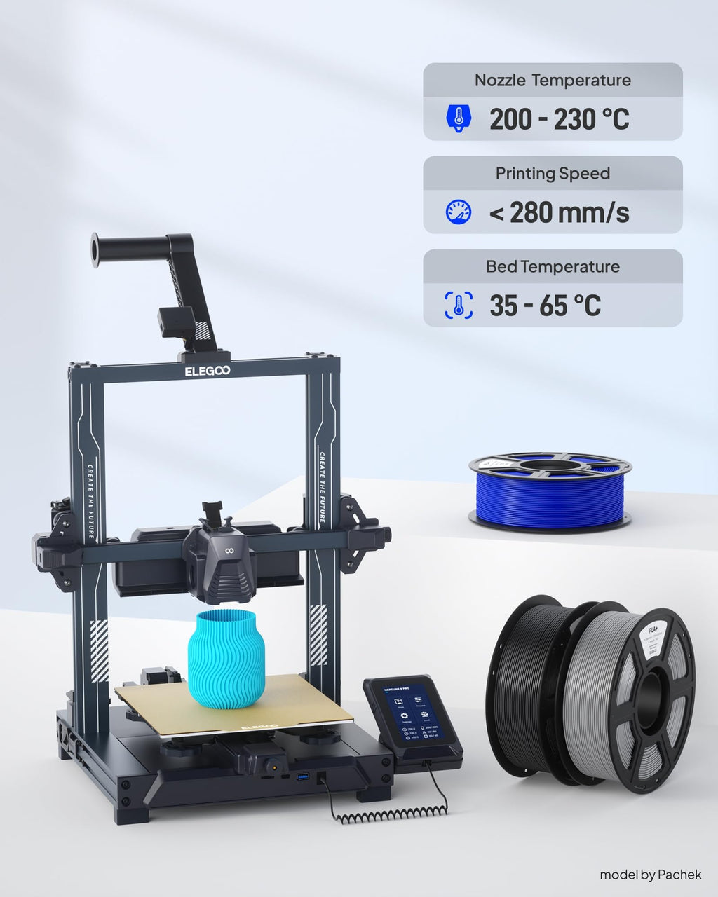 ELEGOO PLA+ Filament 1.75mm Sky Blue 1KG, High Toughness PLA Plus 3D Printer Filament Dimensional Accuracy +/- 0.02mm, 1kg Spool(2.2lbs) Fits for Most FDM 3D Printers