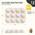 2 Pack 12 Cups Silicone Muffin Pan with Metal Reinforced Frame Regular Size Silicone Molds Cupcake Cake Baking Pans Cookie Baking Chocoflan Cupcake Mold Nonstick Muffin Tin Home Baking Supplies