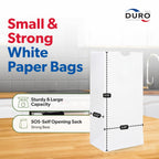 Duro 4# White Paper Bags 500-Count, White Sandwich Paper Bags, Candy, Snacks, Treats, Popcorn Bags & Bulk Disposable Lunch Sacks - 5.00 x3.12 x 9.75 Inches