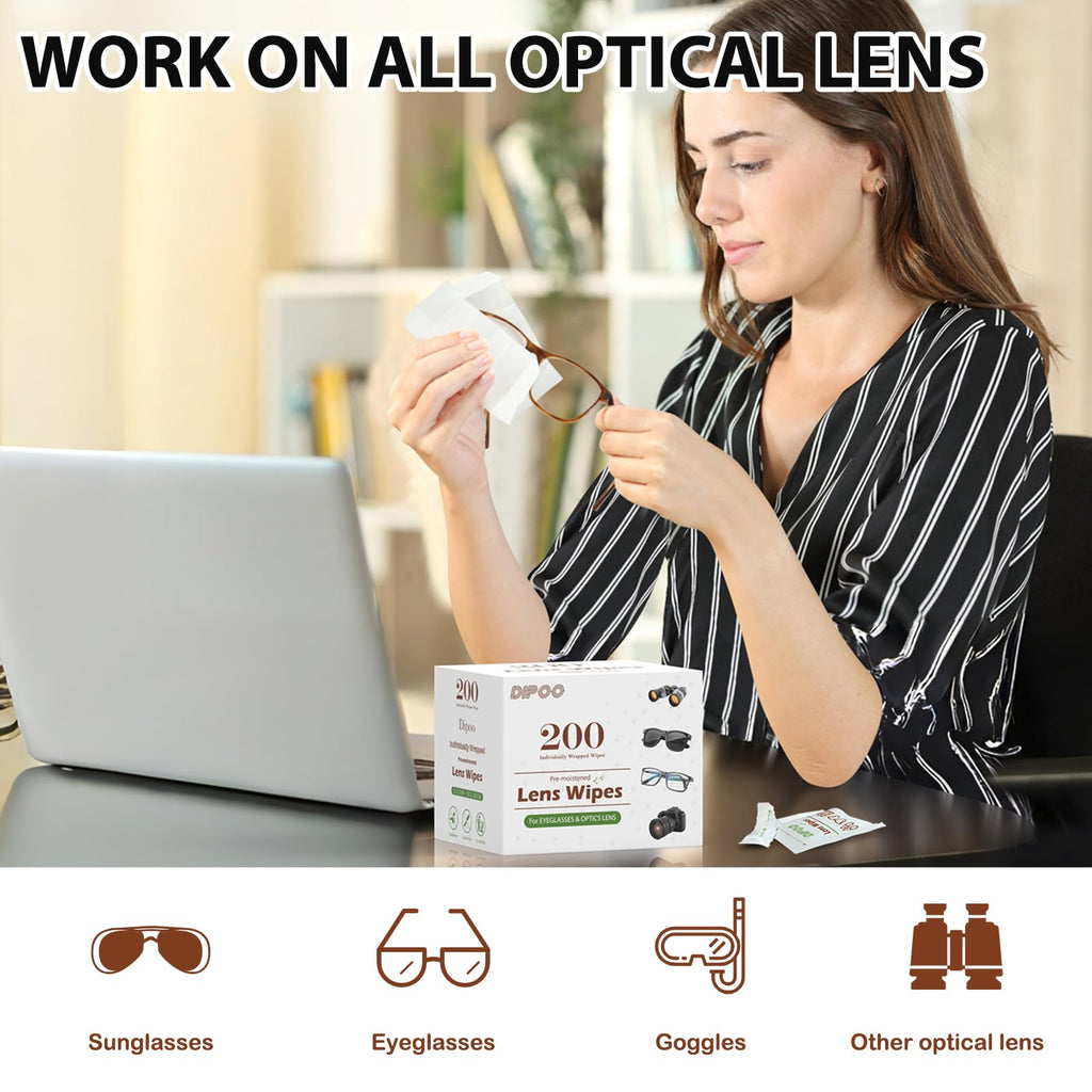 600 Count Lens Wipes for Eyeglasses, Eye Glasses Cleaner Wipes Pre-moistened Individually Wrapped Sracth-Free Streak-Free Eyeglasses Cleaning for Sunglass, Camera Lens, Goggles