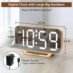 Peakeep Slim Digital Mirror Aesthetic Alarm Clock for Bedrooms Desk Decor