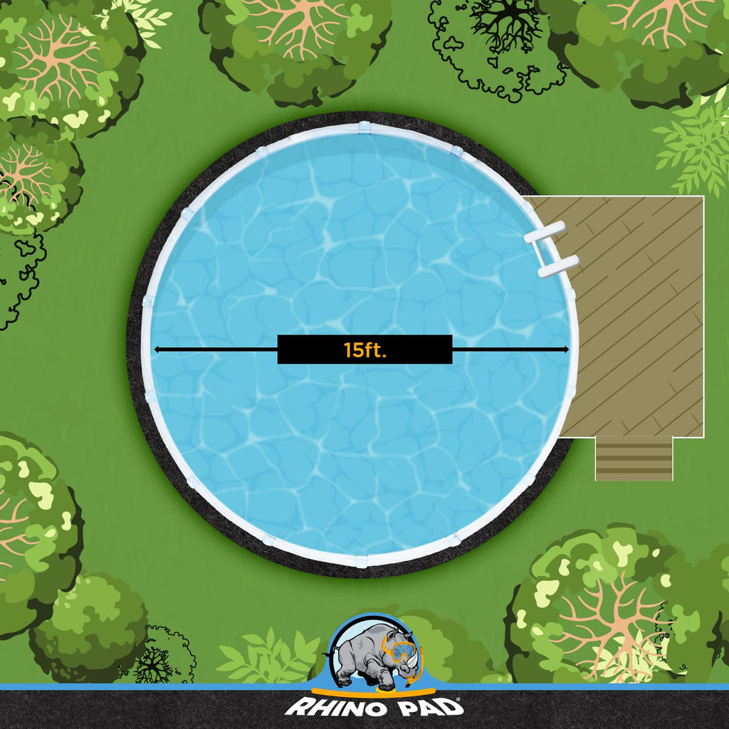 Rhino Pad 15 ft Round Pool Liner Pad for Above Ground Pools | Durable Puncture Resistant Under Pool Mat | Effortless to Install | Strong Eco-Friendly Padding | Extends Life of Swimming Pool Liners