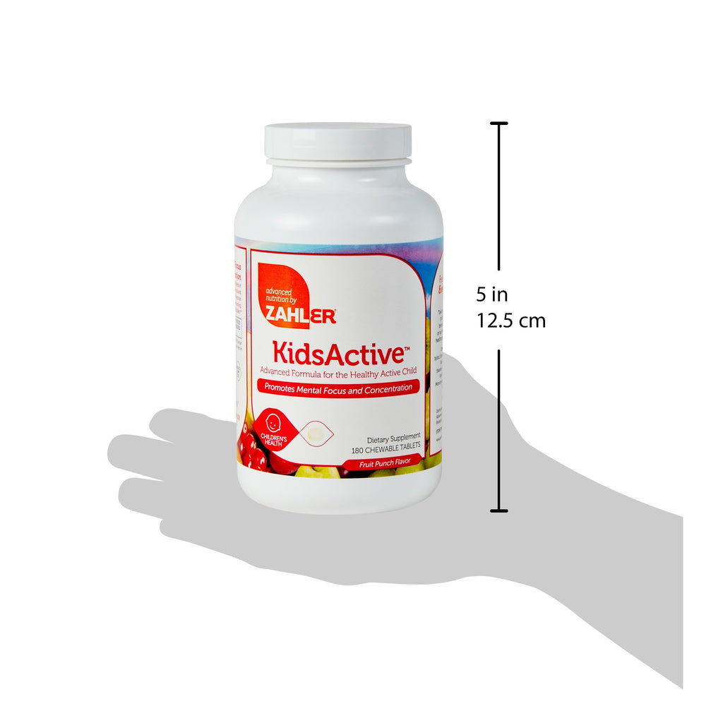Zahler KidsActive, Kids Chewable Concentration Formula, All Natural Children’s Supplement Supporting Focus, Certified Kosher, 180 Fruit Punch Flavored Tablets