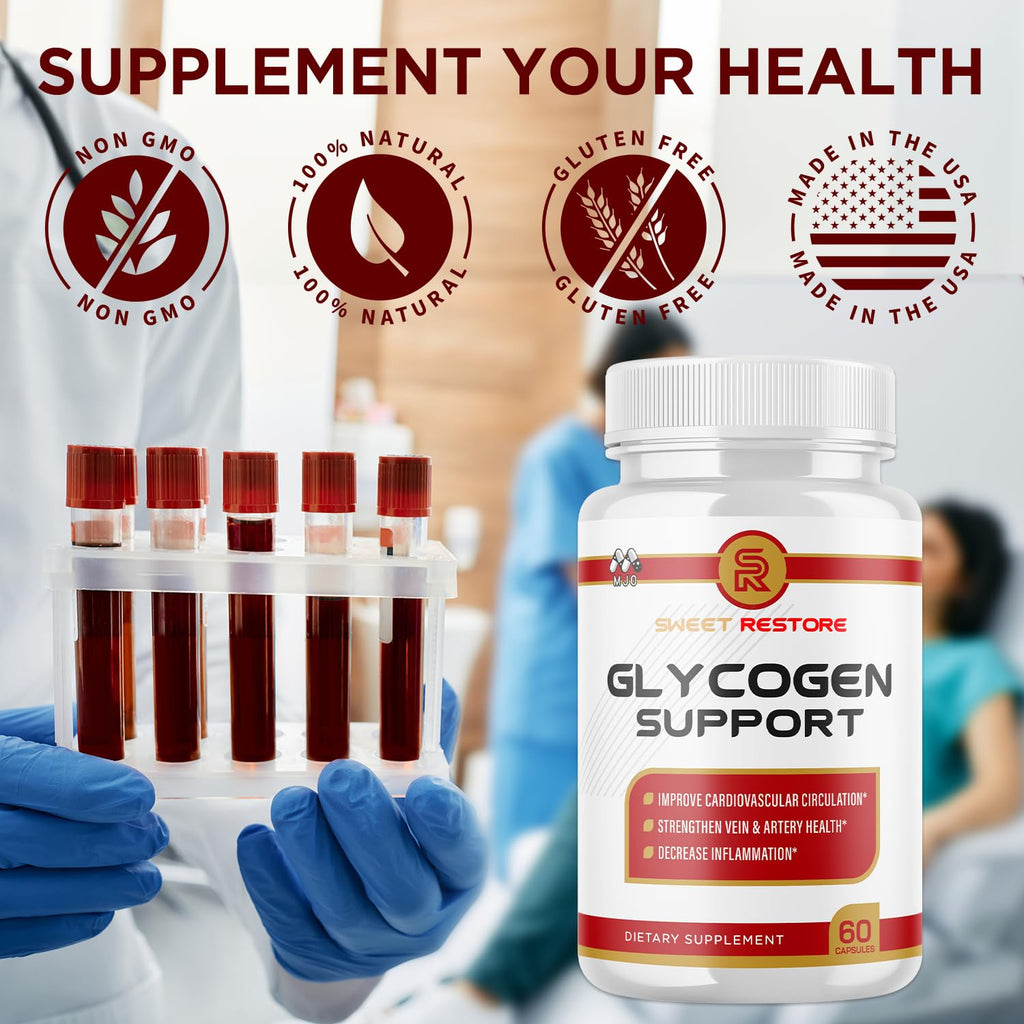 Sweet Restore Glycogen Support Capsules, Official Sweet Restore Glycogen Support Pills with All Natural Ingredients, Overall Health & Wellness with Maximum Strength Multivitamins Support (60 Capsules)
