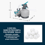 Bestway APX 365 22' x 52" Above Ground Pool, Round Metal Frame Outdoor Swimming Pool Set with Sand Filter Pump, Ladder, and Cover, Dark Marble