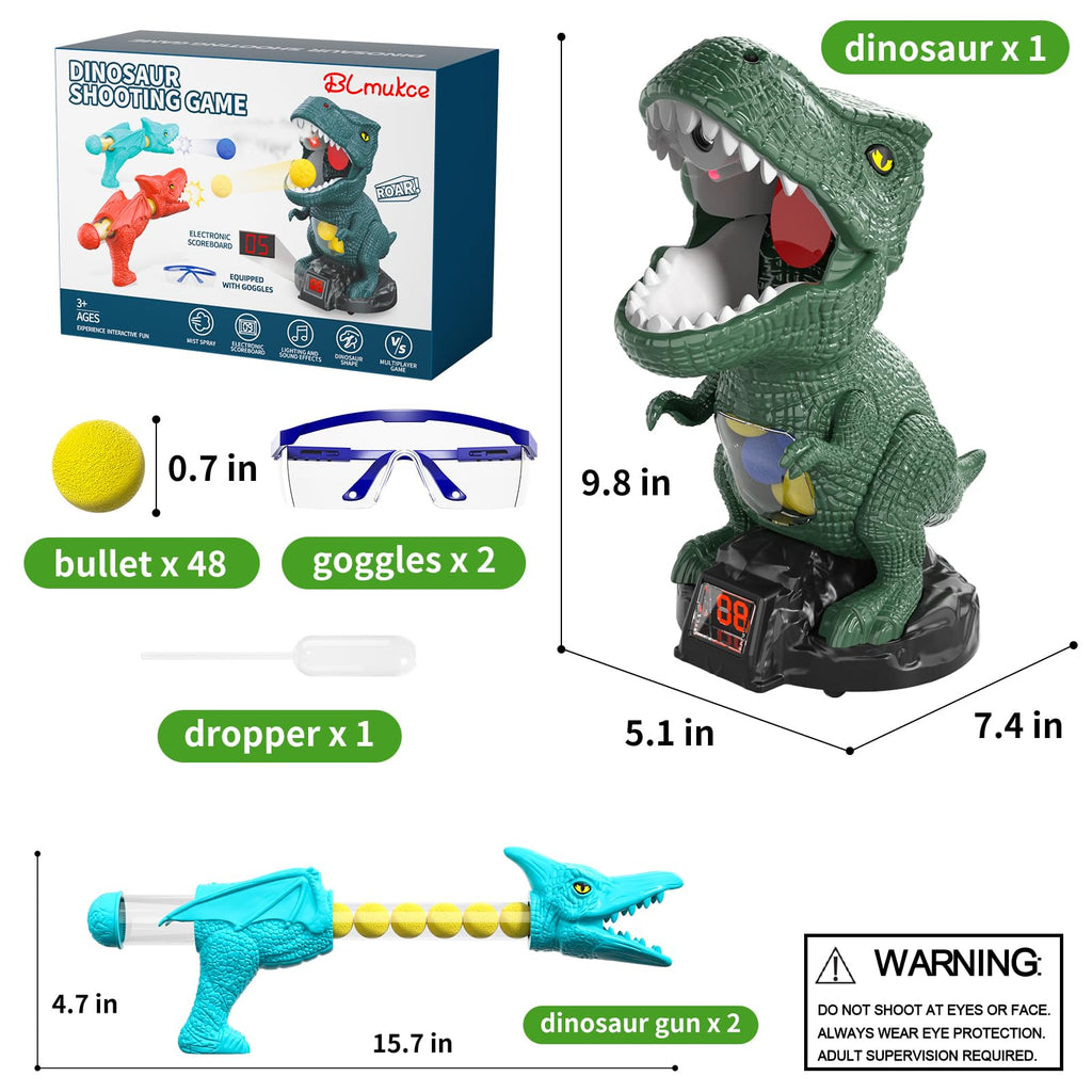 BLmukce Dinosaur Shooting Toys for Kids 3-5 5-7, Movable Target Shooting Game trex Chomp Shot Dino Blaster Toy Gift for Boys Age 4-8, Christmas & Birthday Gifts for 3 4 5 6 7 8 Years Old Kids
