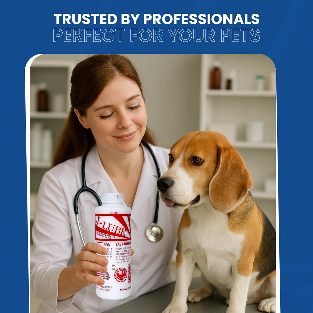 JorVet J-Lube Powder Lubricant | Easy-Mix Formula, Non-Irritating & Mess-Free | 10oz Bottle Makes 6-8 Gallons | Trusted for Veterinary & Obstetrical Use | Safe, Smooth & Easy to Clean | Red White