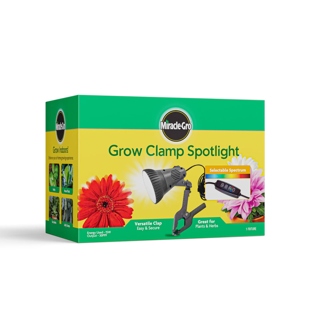 Miracle-Gro Indoor Grow Light Clamp Spotlight with Controller | Full Spectrum 15W LED for Plants, Grow Lights for Indoor Plants, LED Grow Lights