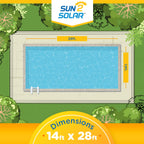 Sun2Solar Blue 14 ft x 28 ft Rectangle Solar Cover | 800 Series | Heat Retaining Blanket for Rectangular Inground & Above Ground Swimming Pools | Use Sun to Heat Pool | Bubble Heating Blankets