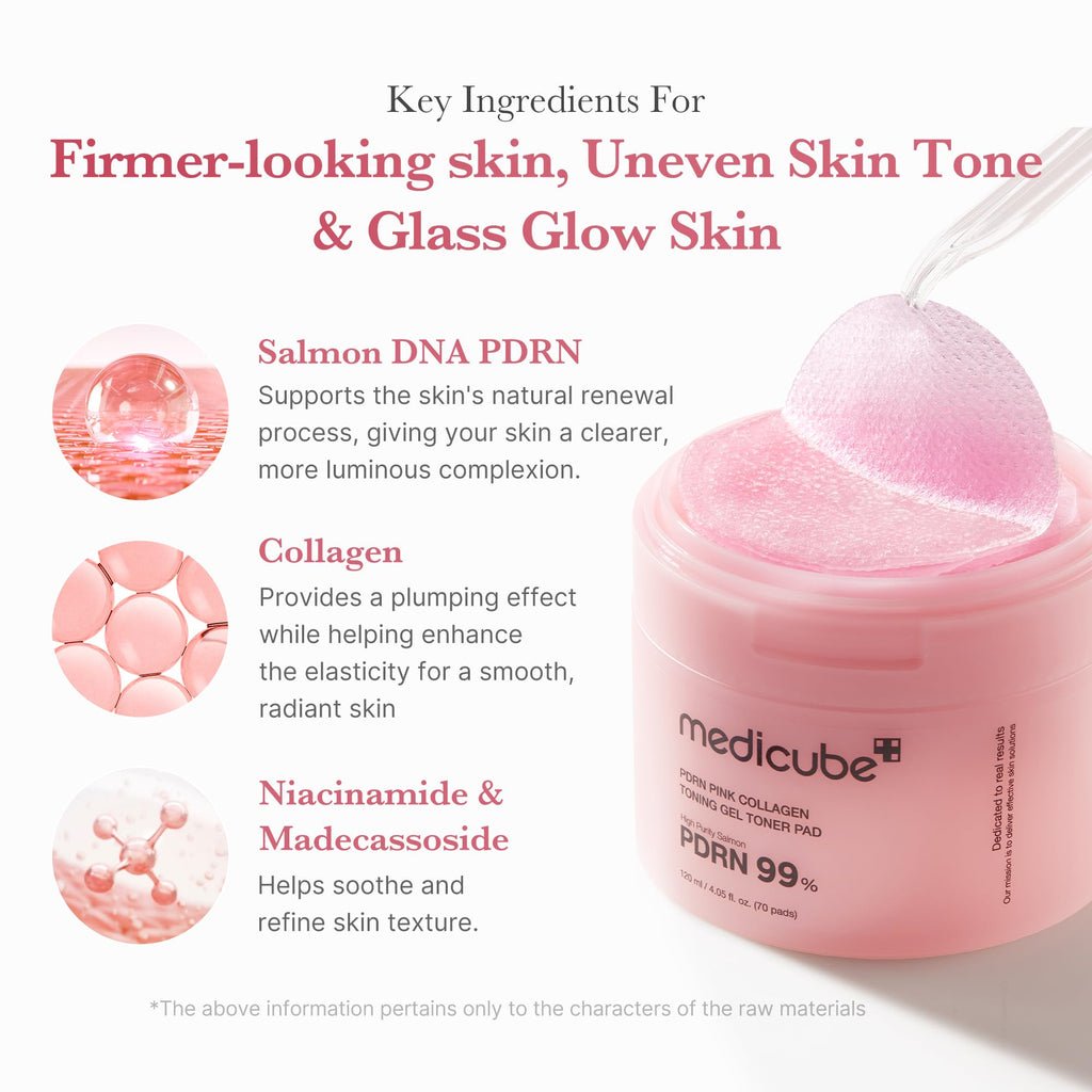 medicube Toner Pads Salmon DNA PDRN Pink Collagen Jelly Pad for Soothing
