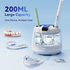 UMPOPO Ultrasonic Retainer Cleaner Machine 48kHz, Dental Cleaning Pod, Ultrasonic Retainer Cleaner for Dentures, Aligners, Mouth Guards, Toothbrush Heads and Jewelry with 200ML Capacity, LAB Supply