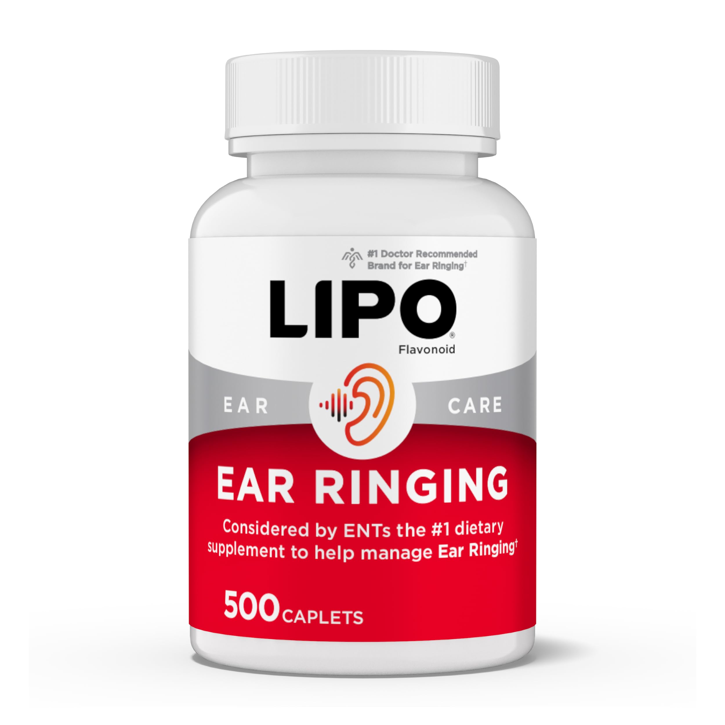 Lipo Flavonoid Ear Ringing - Doctor-Recommended for Ringing Ears – Clinically Proven Lemon Bioflavonoid Complex with Vitamins C, B1, B2, B6, B12, & Calcium - 500 Caplets