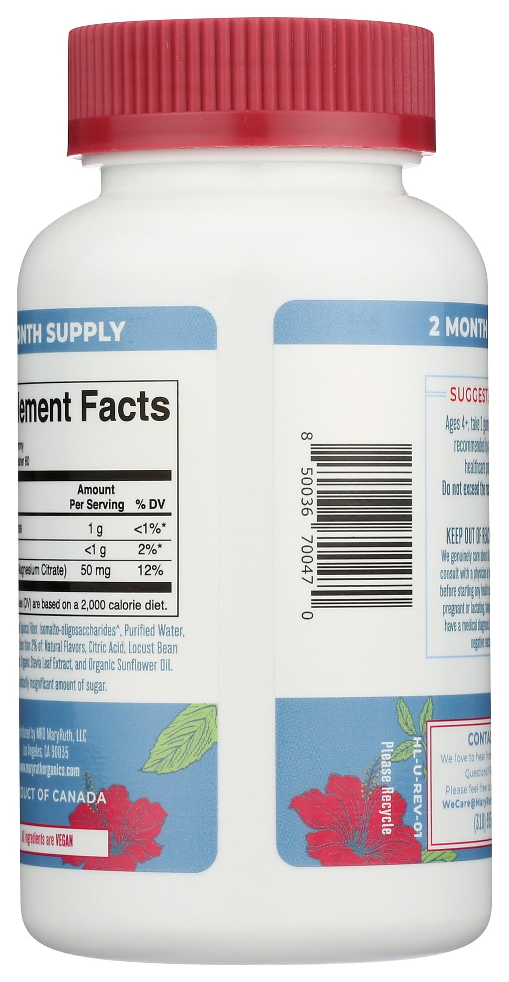 MaryRuth Organics Calm Magnesium Citrate Gummies | 2 Month Supply | Sugar Free | Magnesium Supplement for Adults | Stress Relief | Bone Health | Vegan | 60 Count