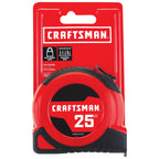 CRAFTSMAN 25-Ft Tape Measure with Fraction Markings, Retractable, Self-Locking Blade (CMHT37225)