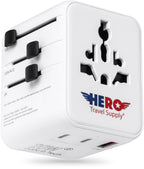 Hero International Travel Power Adapter – Universal Plug for Europe, UK, US, Asia, AUS, 100+ Countries | 2 USB-C & 1 USB-A