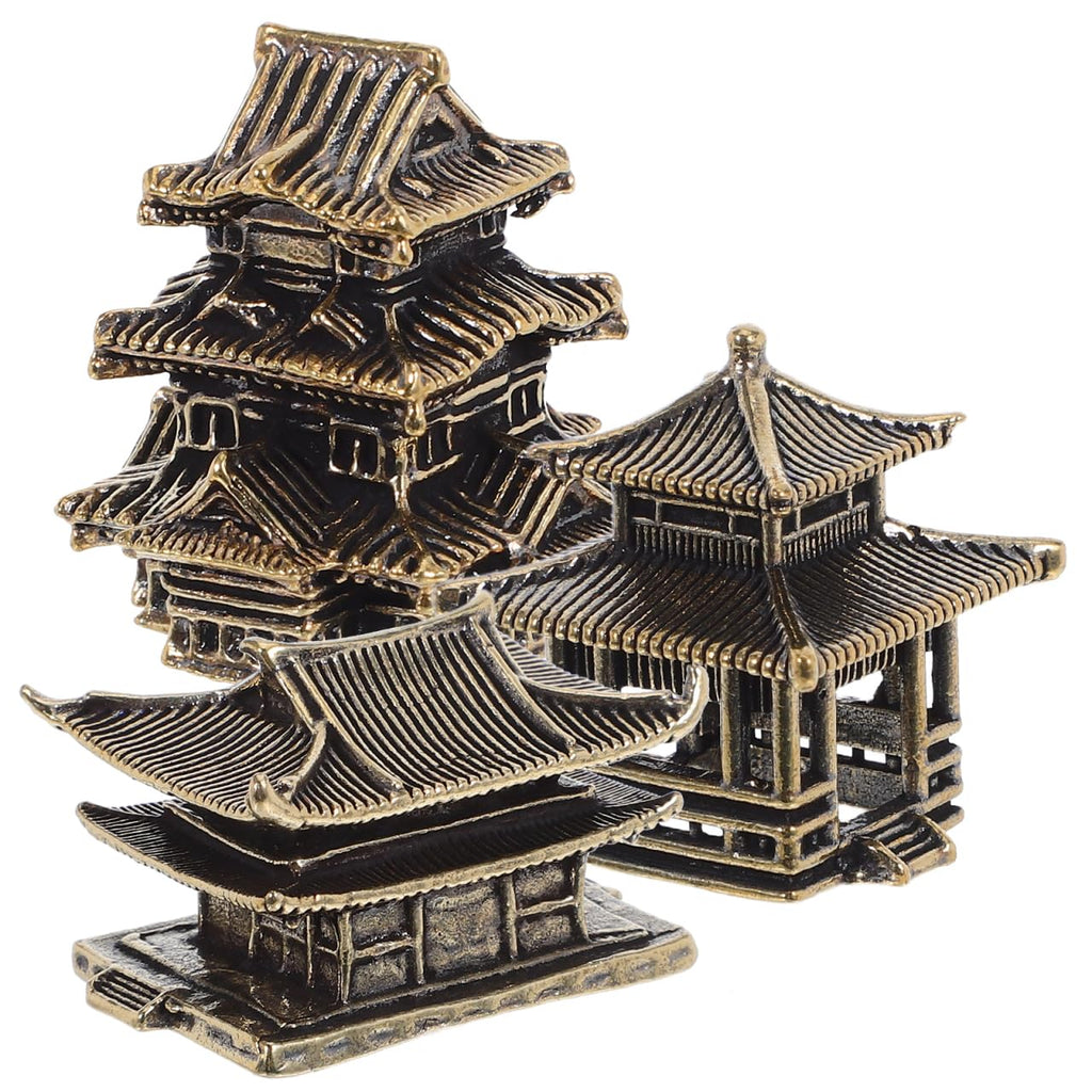 Amosfun 3pcs Mini Pagoda Sculpture Tiny Vintage Miniature Figurine for Zen Garden Micro Landscape Enhancements Aquariums Bookshelves Ornament 1.2"