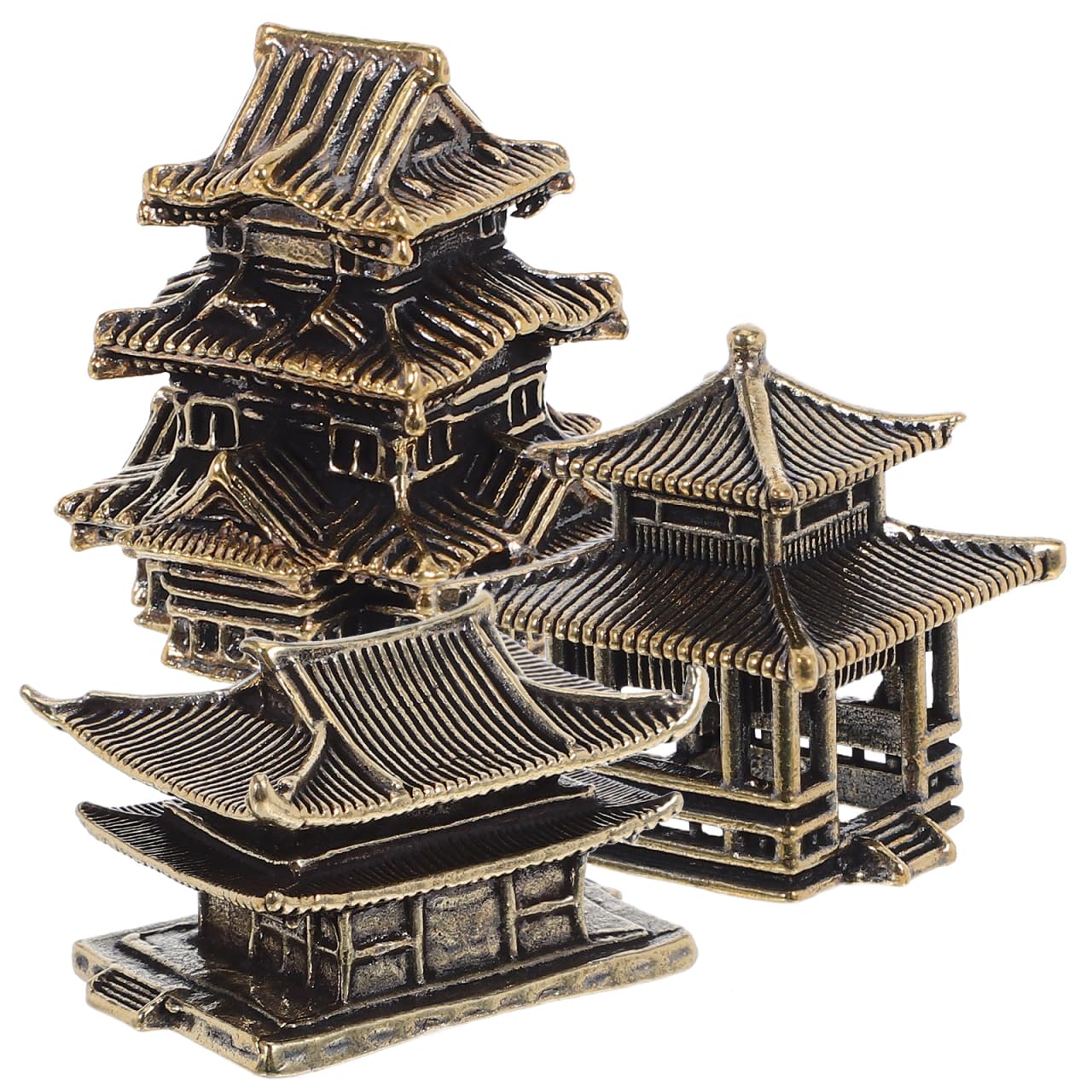 Amosfun 3pcs Mini Pagoda Sculpture Tiny Vintage Miniature Figurine for Zen Garden Micro Landscape Enhancements Aquariums Bookshelves Ornament 1.2"