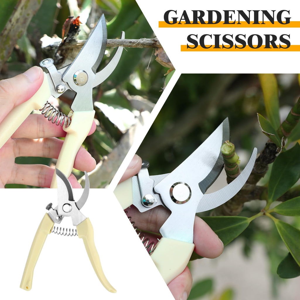 20 Pcs Pruning Shears for Gardening, Beige Garden Clippers Handheld Heavy Duty Plant Scissors Bypass Pruning Shears for Gardening Yard Hedge Flowers Tree Trimming Plant Cutter