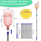 Qiullen 13 FT Extendable Fruit Picker Pole Tool Adjustable Long Handle Fruit Picker Metal Basket Fruit Grabber Tool with Protective Foam Pad Stainless Steel Garden Picker Tool for Apple Mango Lemon