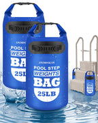 2 Pack 25lb Heavy Duty Pool Ladder Weights, Universal Above Ground Pool Step Sand Bags with Handles, 500D PVC Durable Waterproof & Foldable Sandbags for Swimming Pool Stairs (Navy Blue)