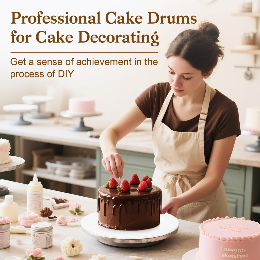 6 PCS Cake Boards 14 Inch Round, 14 Inch Cake Drums, 1/4" Thick Cake Drum, Cake Board Food Grade Cake Base, White Cake Cardboard Circles Bases para Pasteles for Wedding & Party & Pizza Desserts