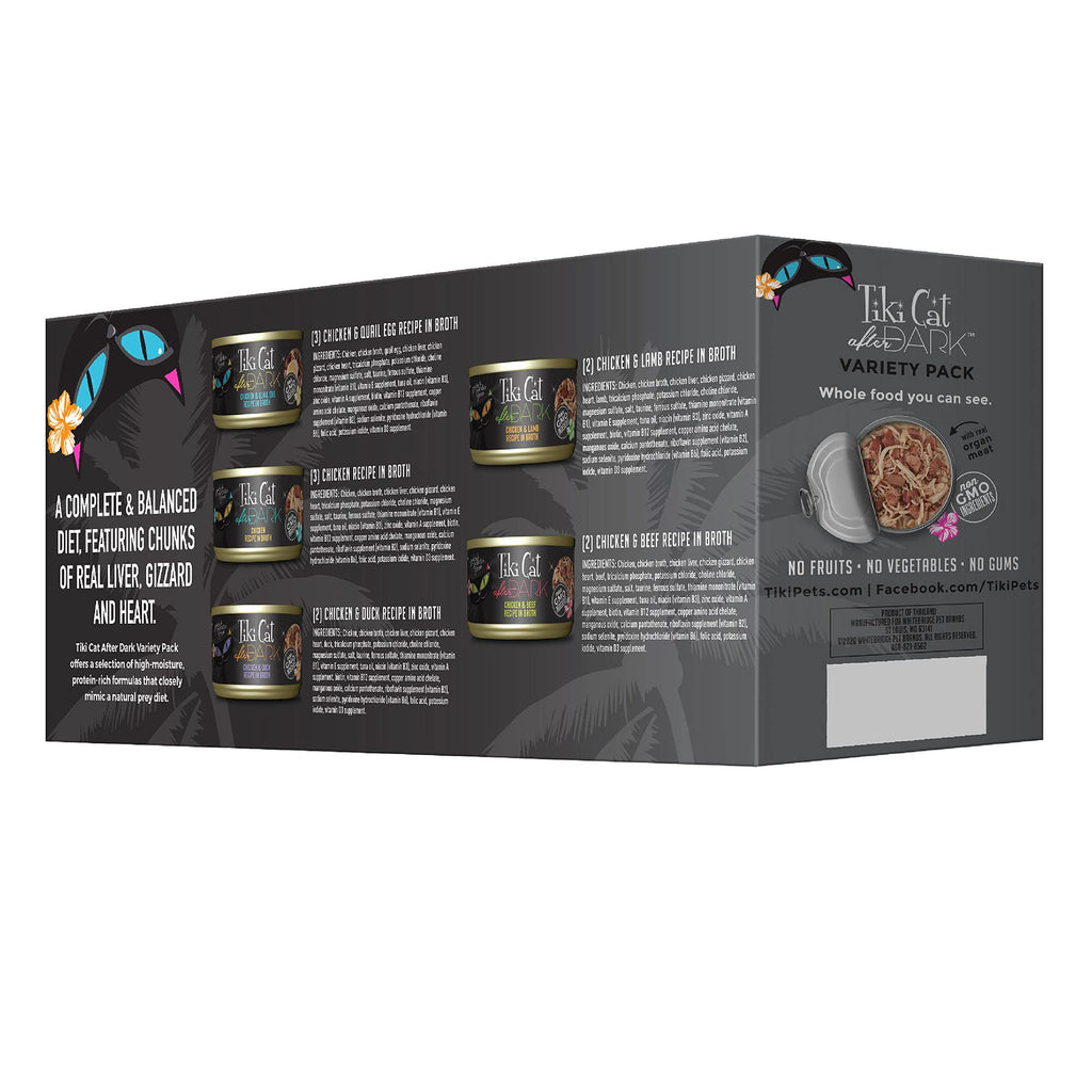 Tiki Cat After Dark Wet Cat Food, Variety Pack, 2.8 oz. Cans (12 Count)