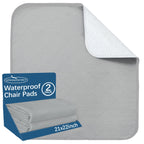 Waterproof Chair Pads for Incontinence Washable 22'' x 21'', 2 Pack Absorbent Seat Protector Pee Pads for Adults, Elderly, Kids, Toddler and Pets, Grey