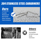 Small Carabiner Clip Hooks, 25pcs 1.97 inch Carabiners Heavy Duty, 304 Stainless Steel Spring Snap Hook Fits Camping Hiking, Metal Clips for Rope Chain Keys Rings