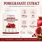 KYZTMHC Organic Pomegranate Extract, Pomegranate Fruit Extract Supplement with Polyphenol Antioxidants, Non-GMO, Daily Wellness Support, 90 Capsules