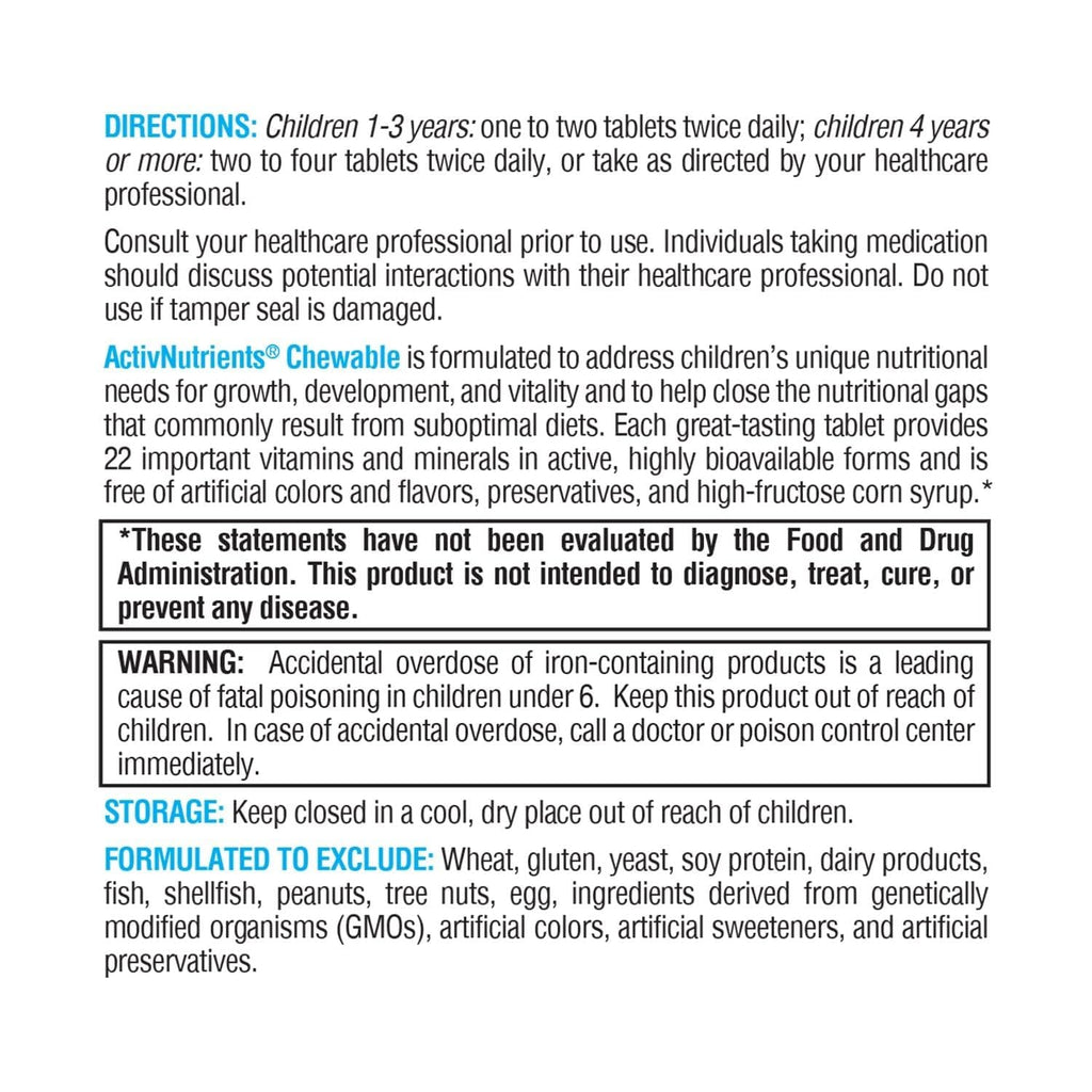 XYMOGEN ActivNutrients Chewable - Children's Multivitamin for Wellness Support - Antioxidant & Micronutrition - Non-GMO & Gluten-Free - Mixed Berry Flavor - 120 Count