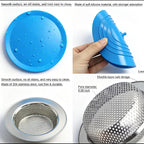 Seatery 4PCS Kitchen Sink Strainer Stopper Kit, Universal Silicone Sink Drain Plug Cover, Drain Water Stopper, 4.5 Inch Stainless Steel Sink Drain Strainer, Food Debris Catcher for Kitchen