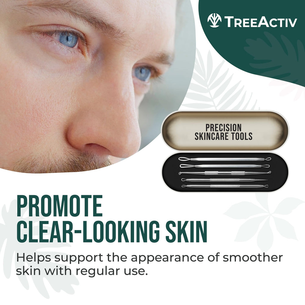 TreeActiv Milia Spot Treatment 3 Piece Tool Set, Milia Remover Set, Includes 12ml Overnight Milia Remover Cream with Bentonite Clay and Aloe Vera, Milia Extractor Tool Kit Acne Treat