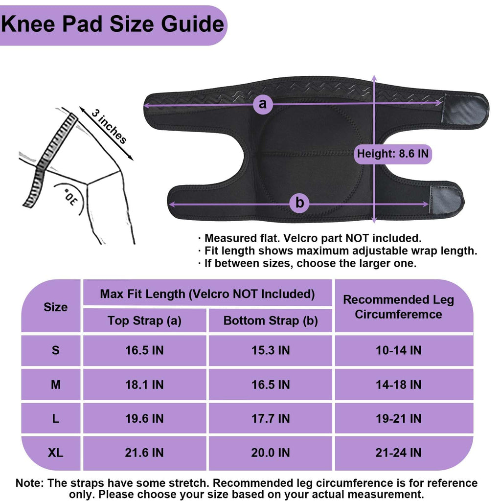 JYBTAA Knee Pads for Women Men, Adjustable Knee Cushions, Purple M (1 Pair)