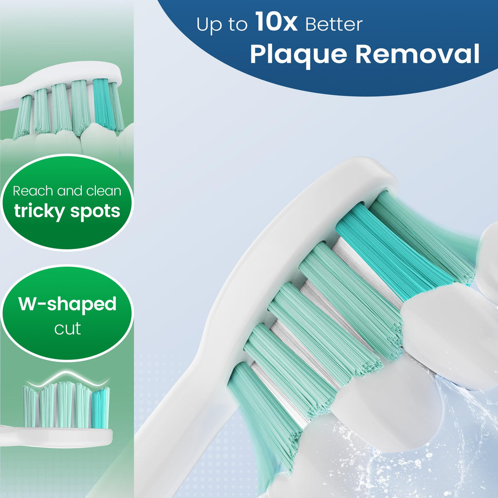SuitShine Replacement Toothbrush Heads Compatible with Philips Sonicare and More Click-on Handles 6 Pack White