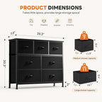 Sweetcrispy 7 Drawer Fabric Dresser for Bedroom Storage with Bins, Black