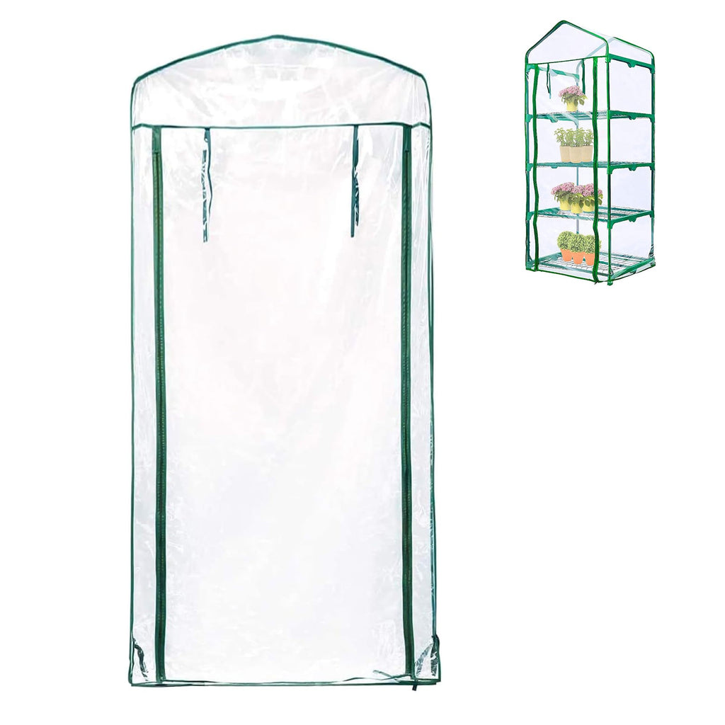4 Tier Roll-Up Greenhouse Replacement Cover for Plant-63"x27"x19" Clear PVC