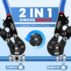 OURU 2 IN 1 Ratchet Pex Crimping Tool Cinch and Remove Combo Function Pex Pipe Crimp Tool from 3/8" to 1" Pex Crimper with Pex Cutter and Stainless Steel Pex Clamps 1/2" 25PCS,3/4" 10PCS