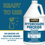 HARRIS Hydrogen Peroxide Ready to Use, 128oz, for Kitchen, Bath, Laundry and Home with Easy Fill Funnel Included, Unscented