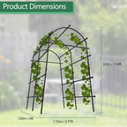 Metal Garden Arch Trellis, 7.6Ft Black for Raised Beds, Plant Support for Cucumbers & Climbing Vegetables with 9 Horizontal Pipe