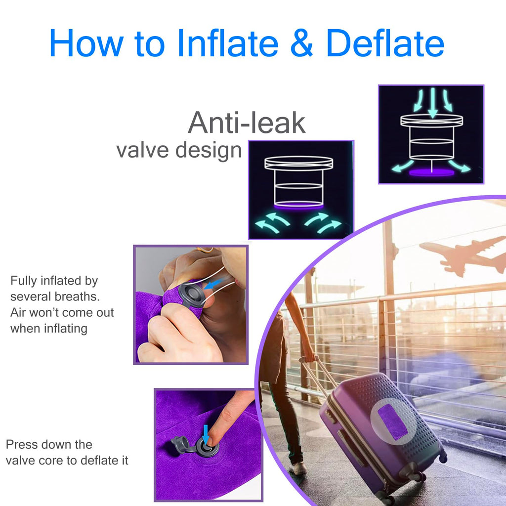 Opertam Inflatable Wedge Pillow for Traveling, Lightweight Wedge Pillow for Acid Reflux Relief, Portable Pillow Wedges for Sleeping, Blow Up Travel Pillow for Camping, Back Lumbar Support