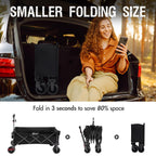 Portal 26" Extra Wide 55" Long Foldable Wagon with Tailgate, Large 600L Collapsible Wagon with Cargo Net, 500 LBs Heavy Duty Utility Cart with Big All-Terrain Wheels for Beach, Camping, Sports, Dogs