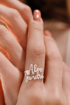 coobopet Custom Name Rings for Women Personalized 14K Gold Plated/Sterling Silver/Rose Gold Engraved Name Ring Customized Jewelry Gift Wedding Engagement Rings for Women Men Couples