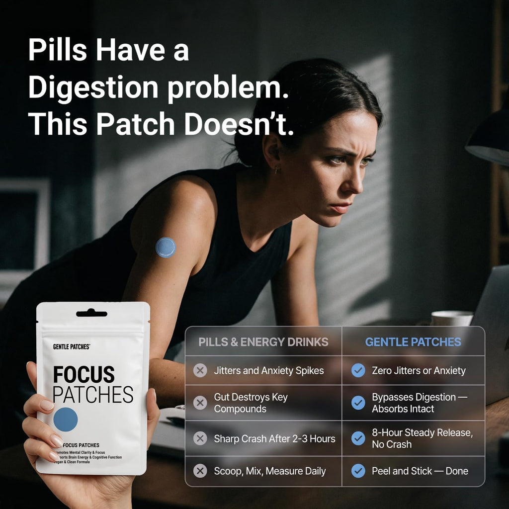 Gentle Patches Focus Patches – 30 Day Supply – Topical Wearable Patches for Daily Routine Support – Natural Plant-Based Ingredients for Steady Performance – Easy Application Stickers